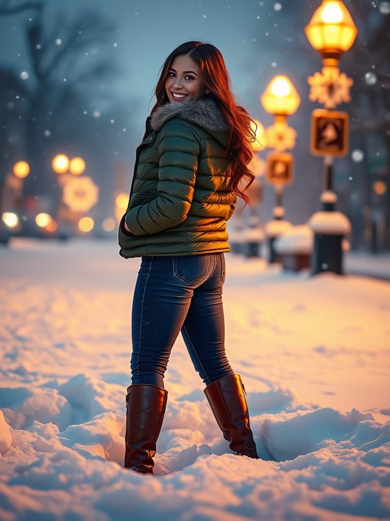 Whimsical Snowy Moment in Hyperrealistic Art Style