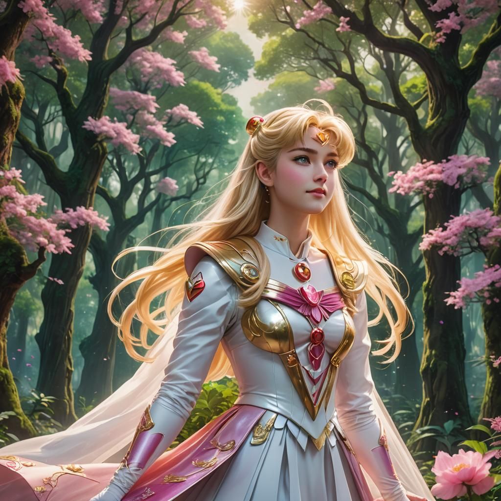 Sailor Moon in Dreamlike Mystical Forest