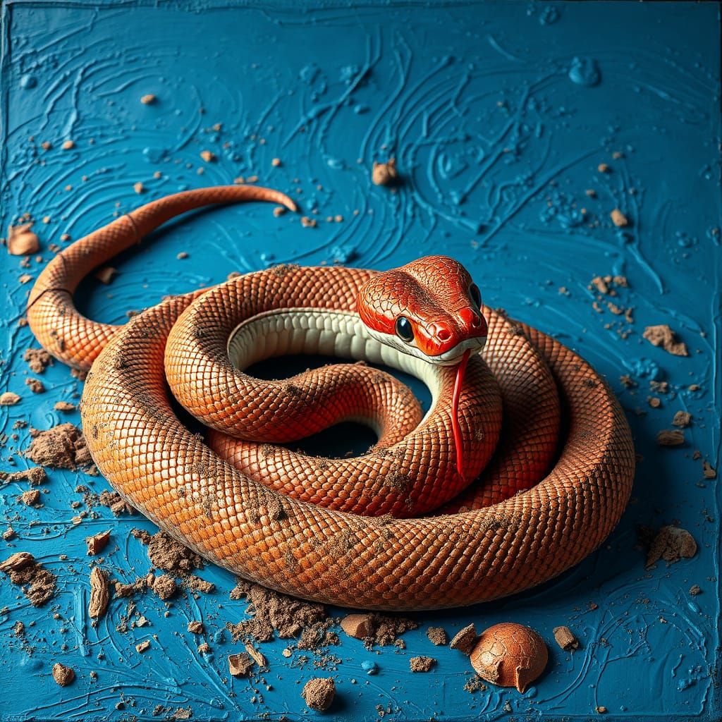 Ornate False Coral Snake in Impasto Style