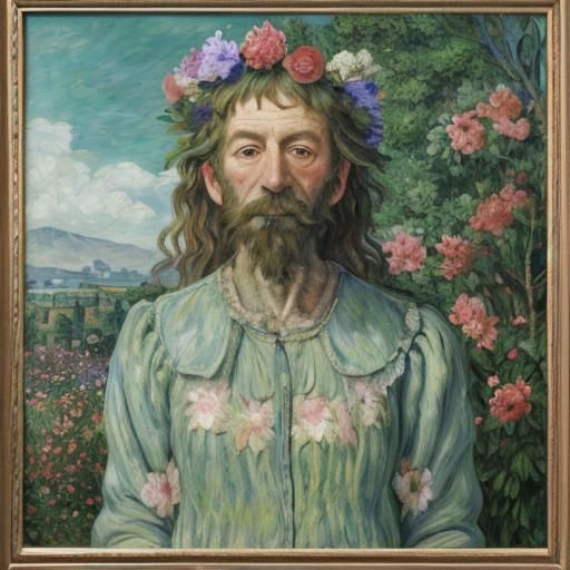 Surrealist Floral Landscape in Oil Painting Style