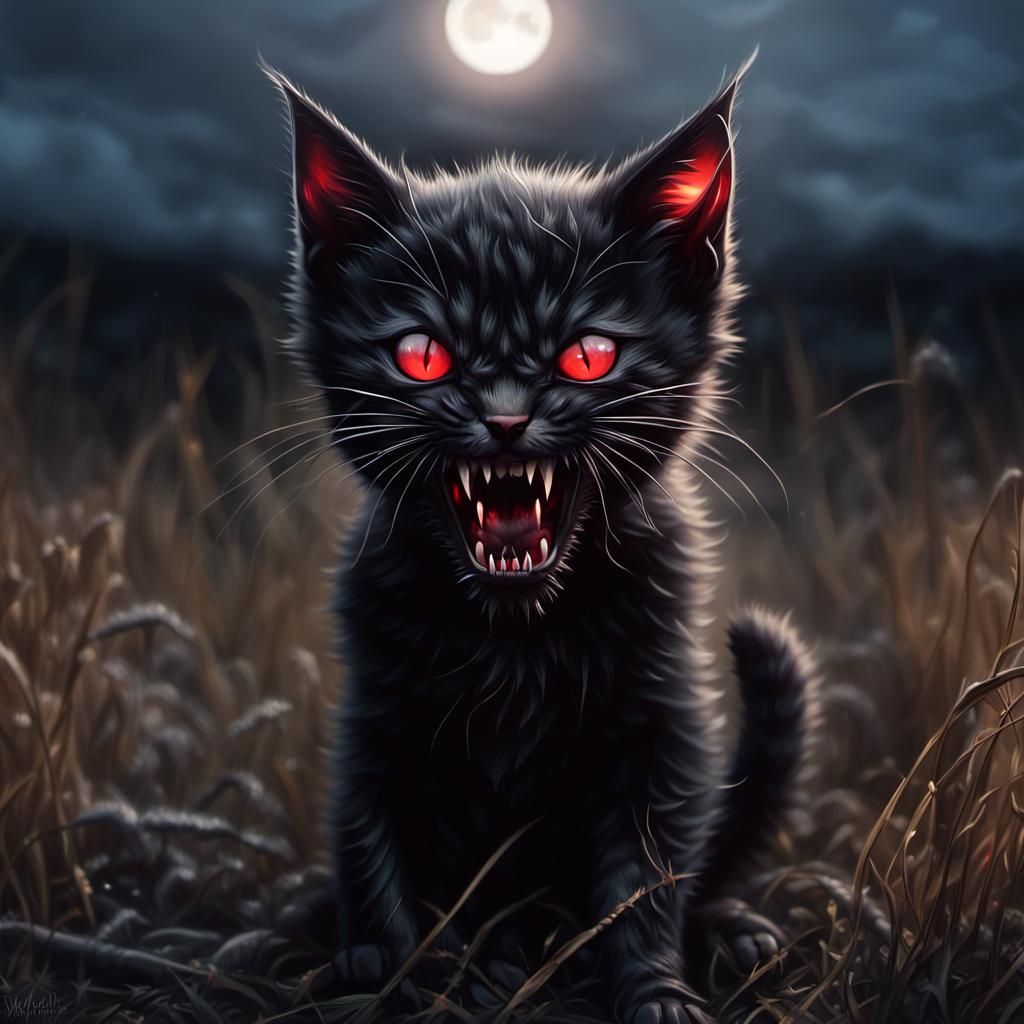 another demon kitten hisses