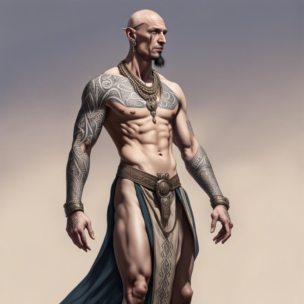 Goliath in Arabian Finery with Tribal Tattoos