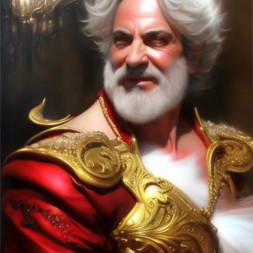 Evil King with Apple in Hyperrealistic Style