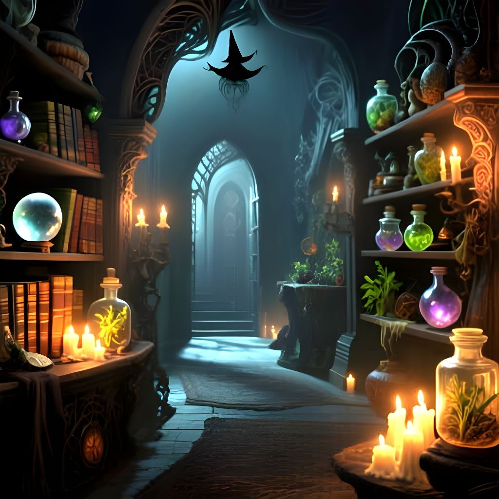 Witch's Foyer Filled With Arcane Paraphernalia