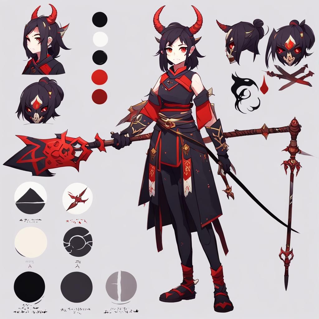 Oni Character Design Sheet in Anime Style