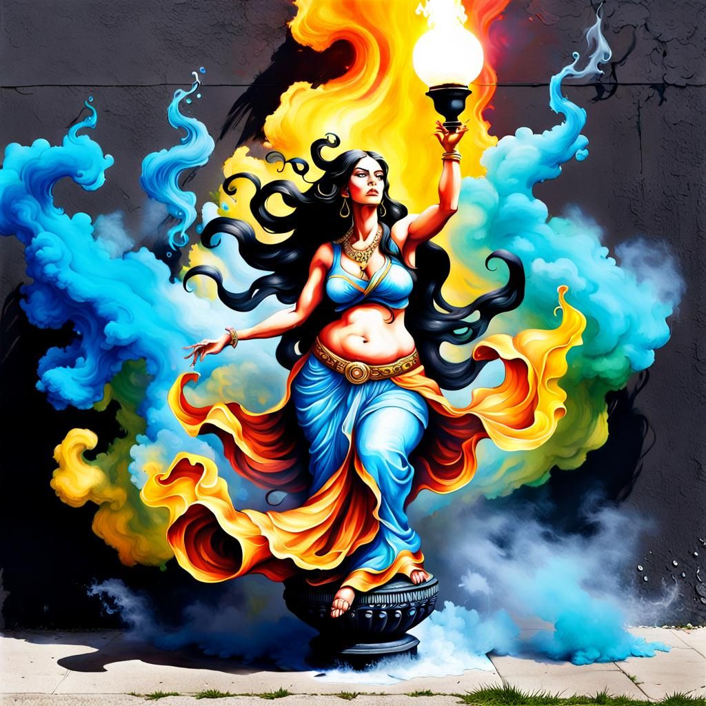 Voluptuous Genie Emerges as Street Art