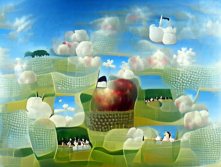 Summer Apple Orchard: Oil on Canvas Landscape