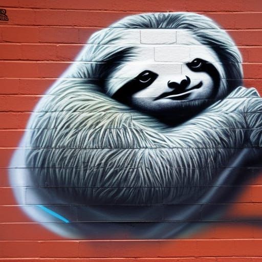 Hyperrealistic Sloth Street Art in Brilliant Colors