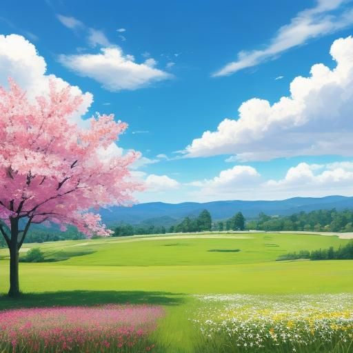 Vibrant Nature Scene with Colorful Flowers