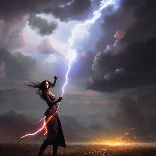 Lightning Mage in Dark Fantasy Style