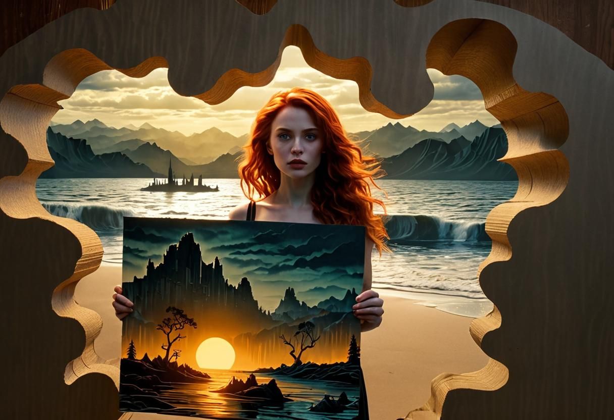 Dark Fantasy Sorceress Rules Realm in Film Noir Style