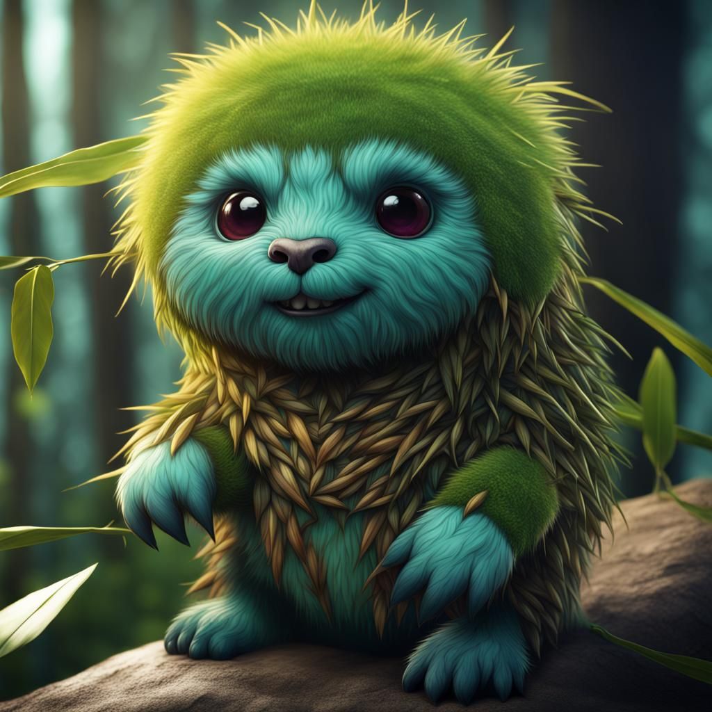 Cute Fluffy Creature in Detailed Matte Painting