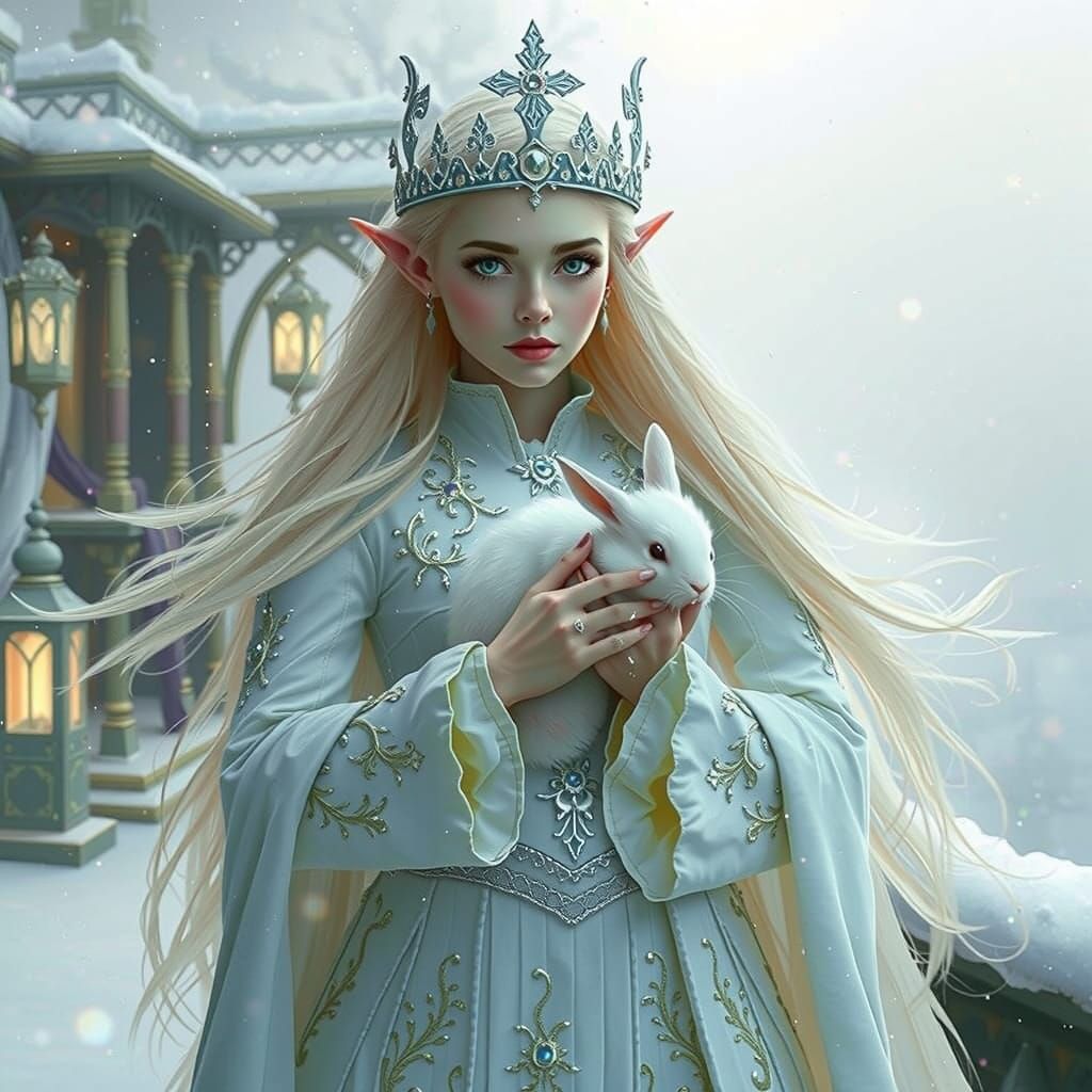 Enchanting Elf Queen in Winter Wonderland
