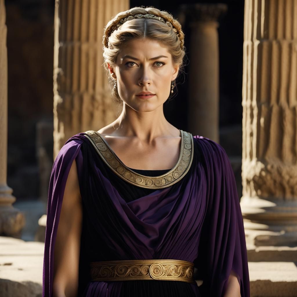 Roman Priestess Valeria Furia in Temple Interior