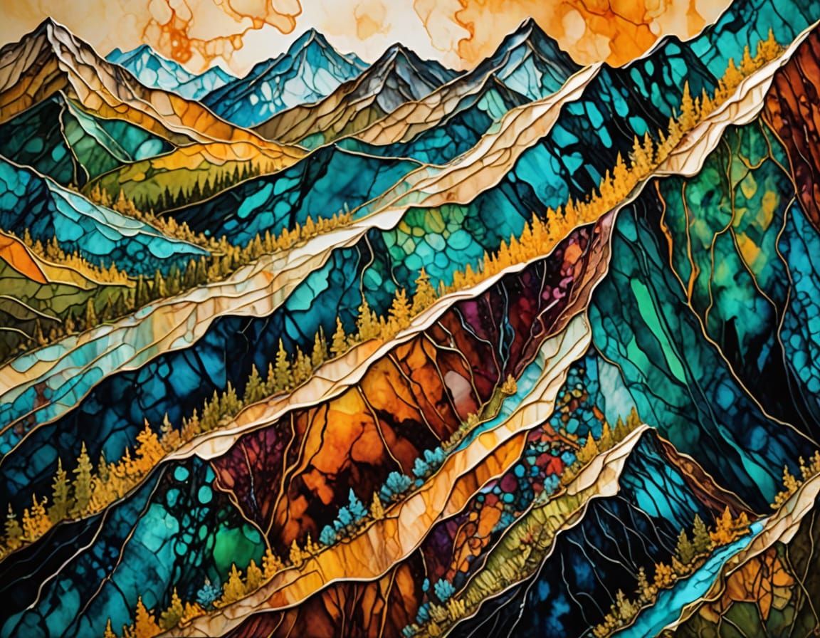 Abstract Acrylic Mountainscape in UHD 8K