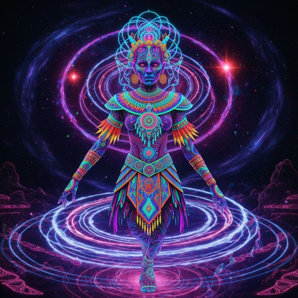 Cosmic Entity in Astral Vortex: Holographic Art