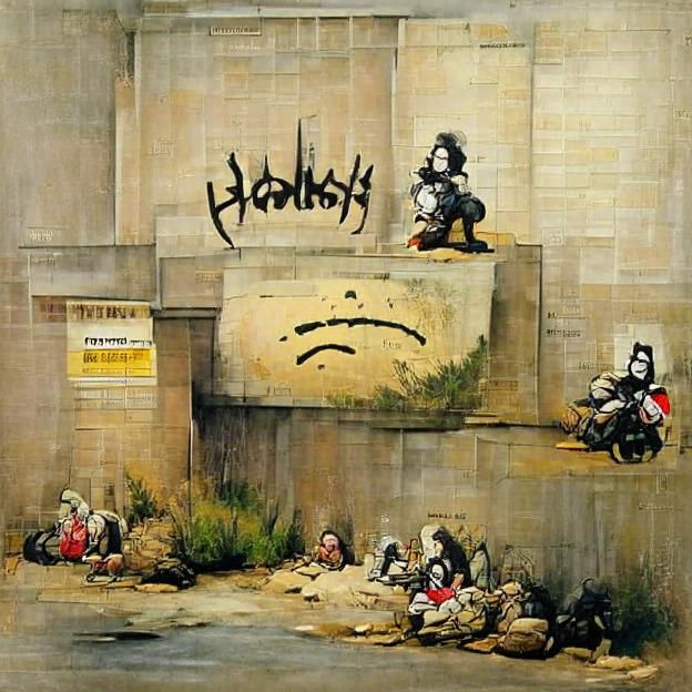 Banksy-Style Street Art: Constipated Hobos
