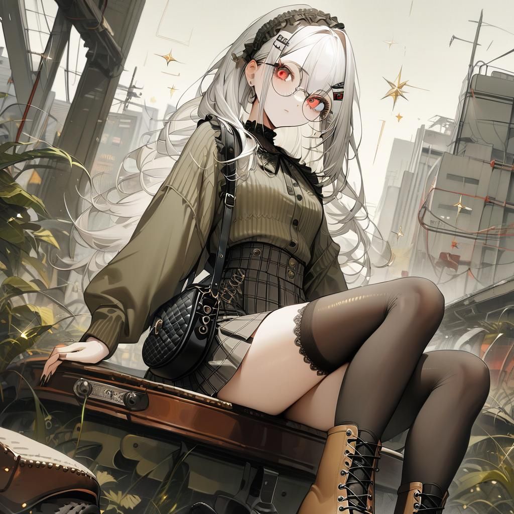 Girl with White Hair and Red Eyes