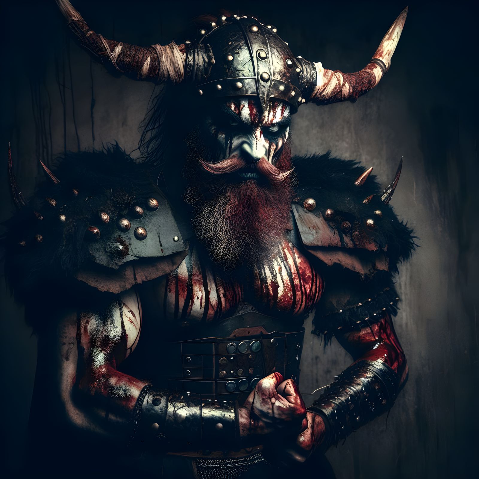 Viking Berserker in Traditional Oil Painting Style