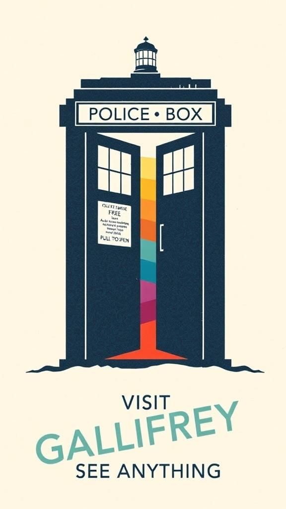 Vintage Travel Poster of Gallifrey in Tardis Silhouette