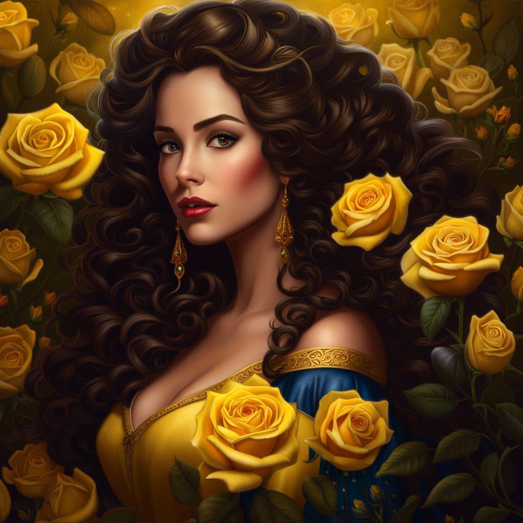 Medieval Fantasy Disney Princess Belle in Dark Fantasy Style