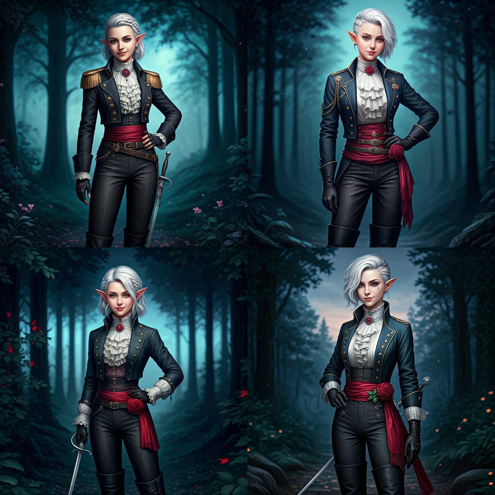 Elegant Teenage Duelist in Twilight Forest Portrait