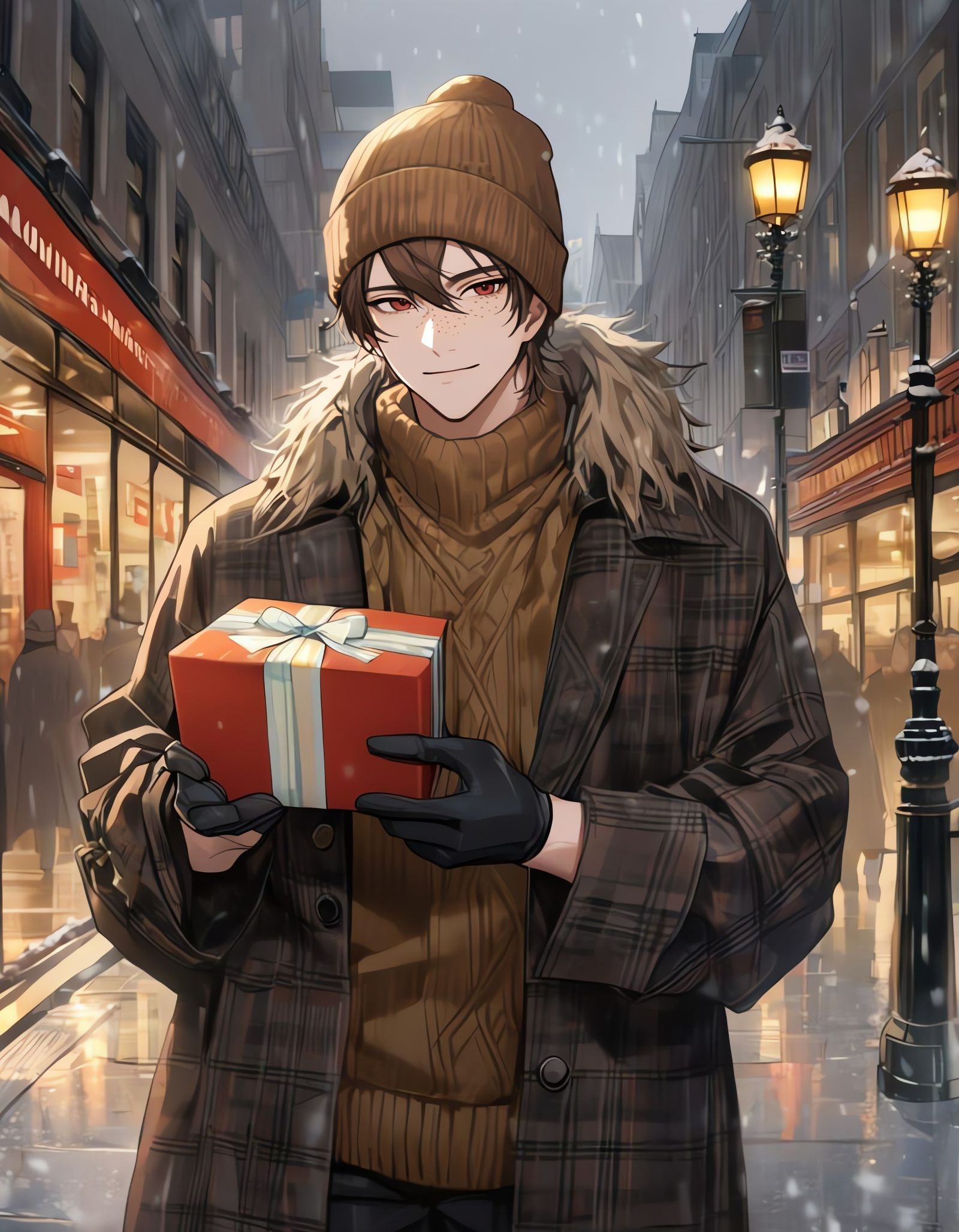 Surreal Bishounen Cowboy in Winter London