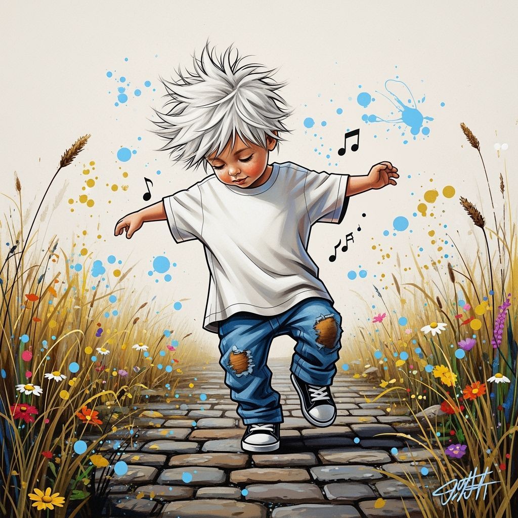 Sugar and peroxide Airbush digital illustration.of a cute li...