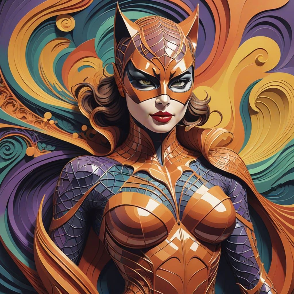 Catwoman Abstract Vector Fractal Painting