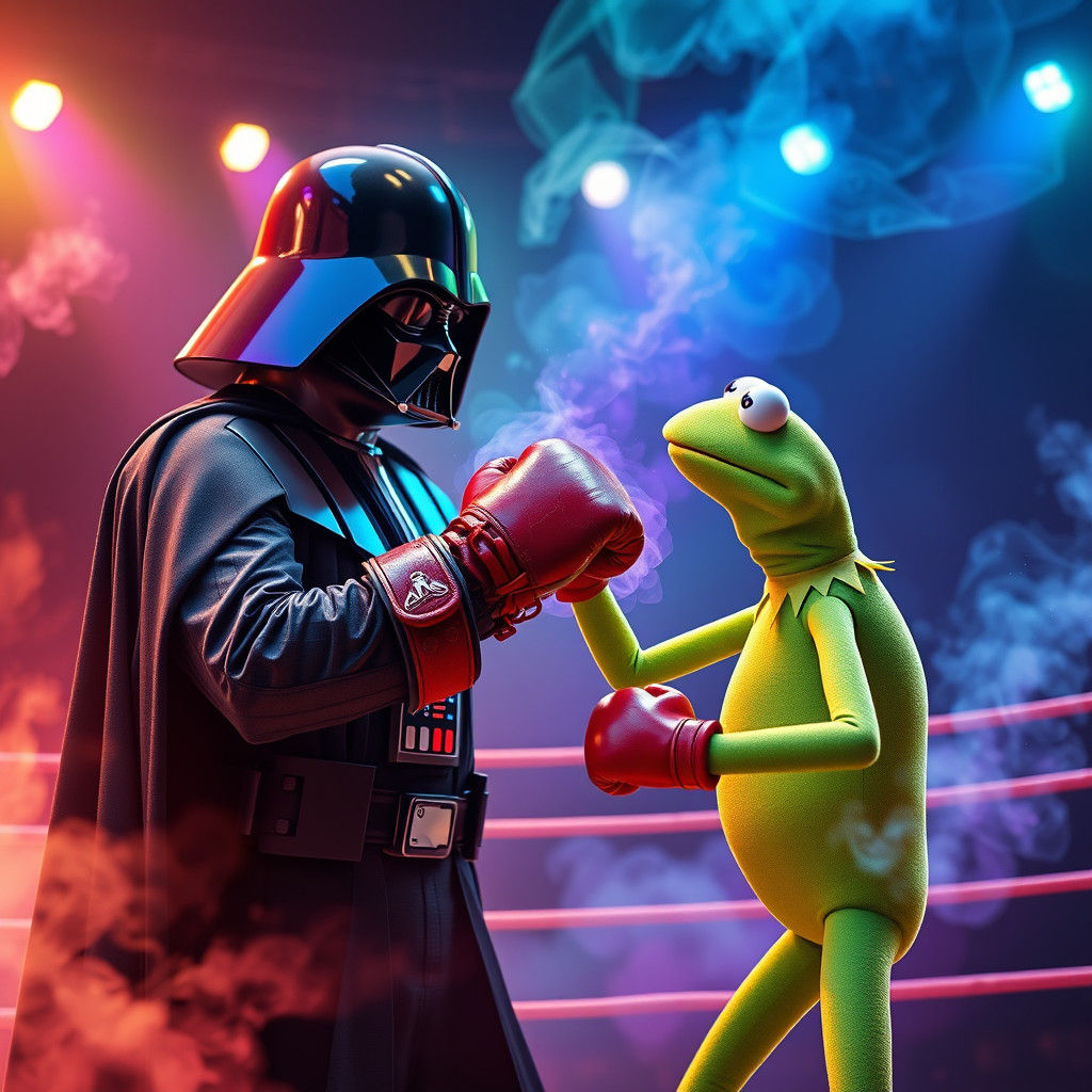 Dark Lord vs. Green Hero in a Whimsical, Dreamlike Boxer's D...