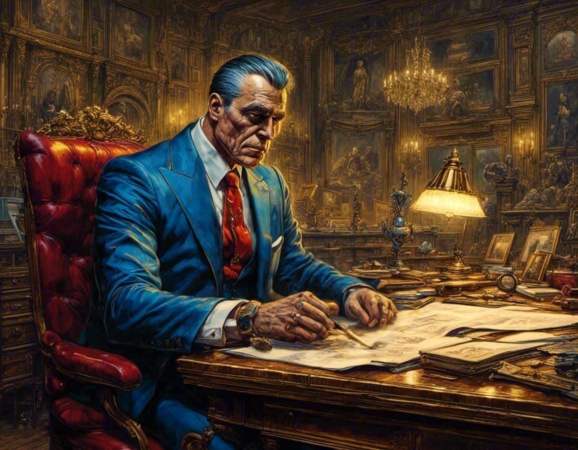 Evil CEO in Cyberpunk Dystopia Portrait