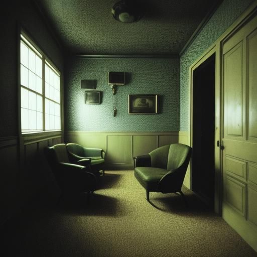 Retro Cinematic Room in Film Still Style
