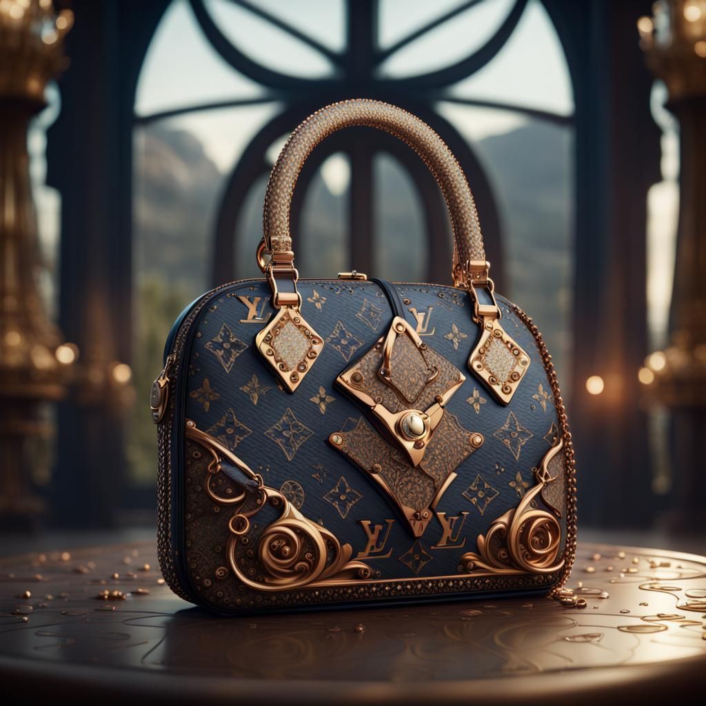 Diamond Encrusted Louis Vuitton Handbag: Detailed Matte Pain...