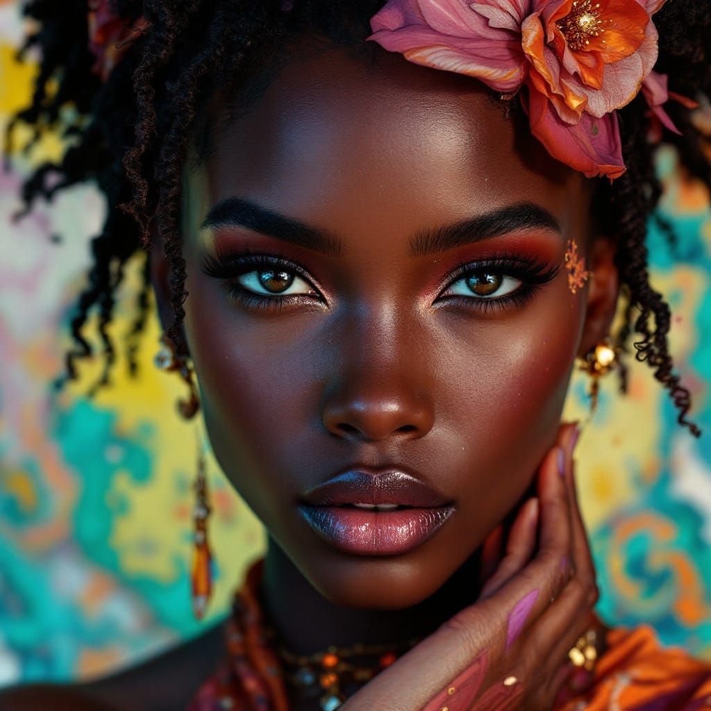 Majestic African Woman in a Dreamlike Setting