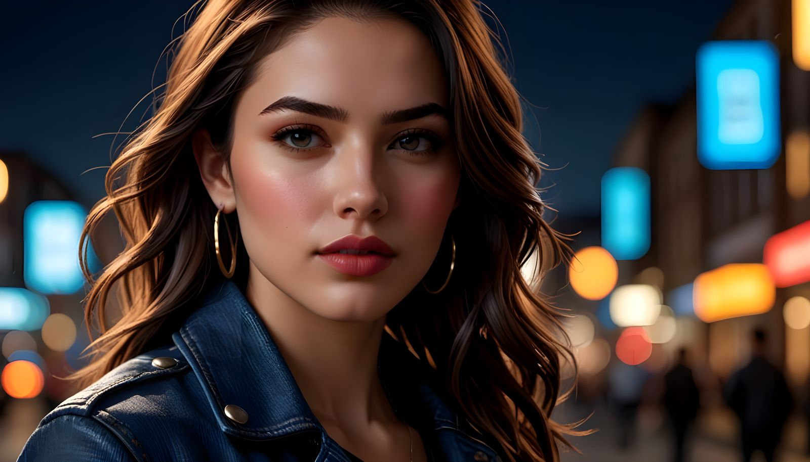 Striking Portrait of Woman with Leather Jacket