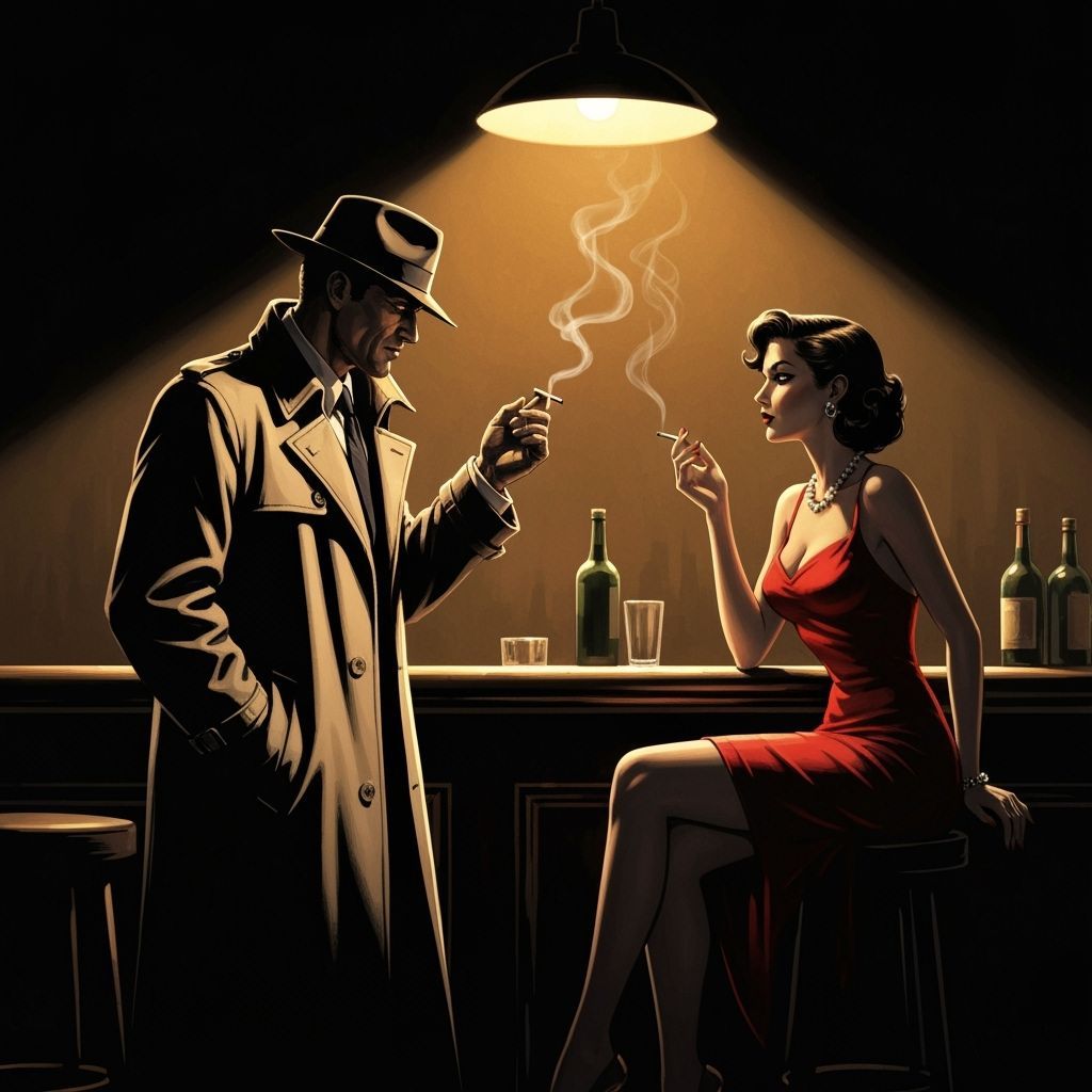Noir Detective Scene in Frank Miller Style