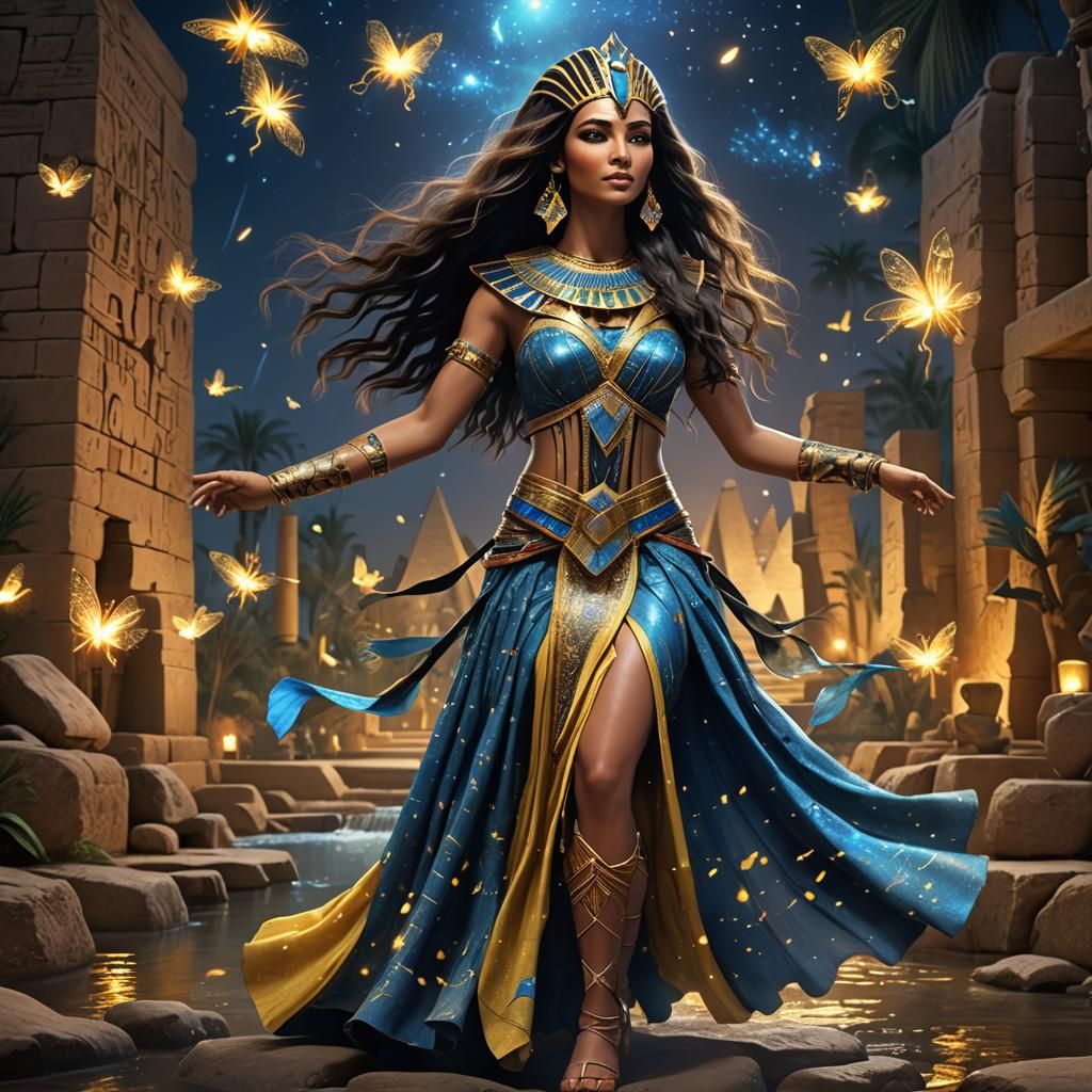 Egyptian Princess Dancing in a Prismatic Night