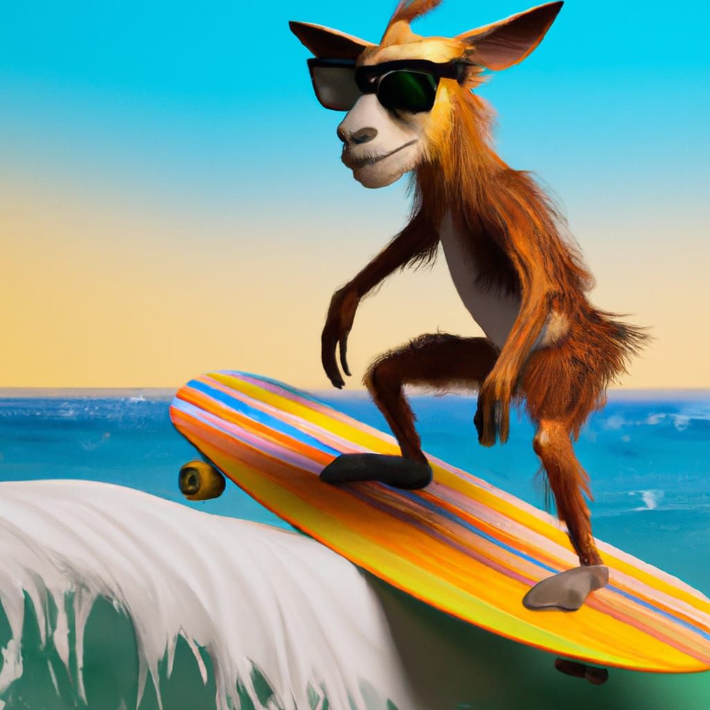 Goat Surfing in Sunglasses: Award-Winning Digital Art