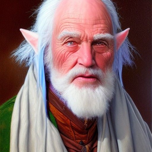 Wizard Elf Portrait in Oil Painting Style