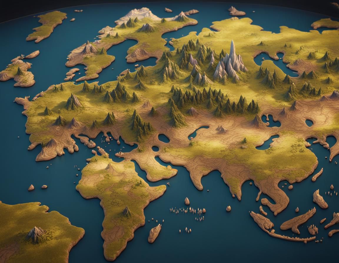 Detailed World Map: Fantasy Concept Art