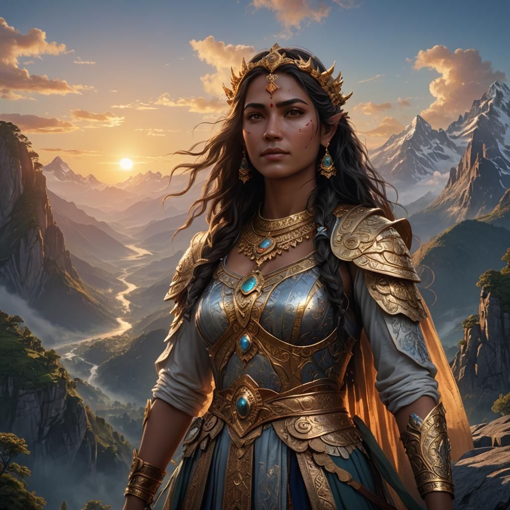 Goddess Portrait at Dawn: Detailed Matte Painting