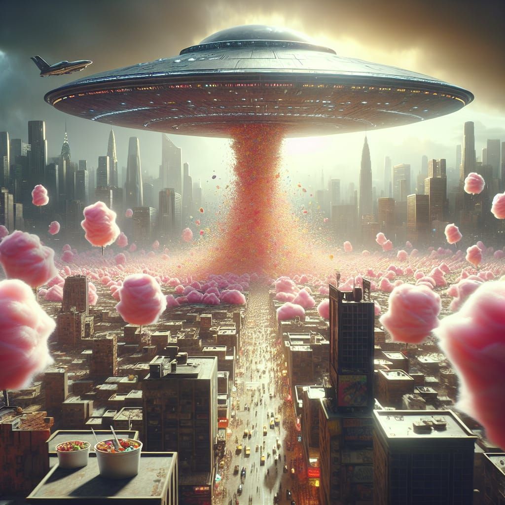 Candy Apocalypse: Flying Saucer Dispensing Cotton Candy