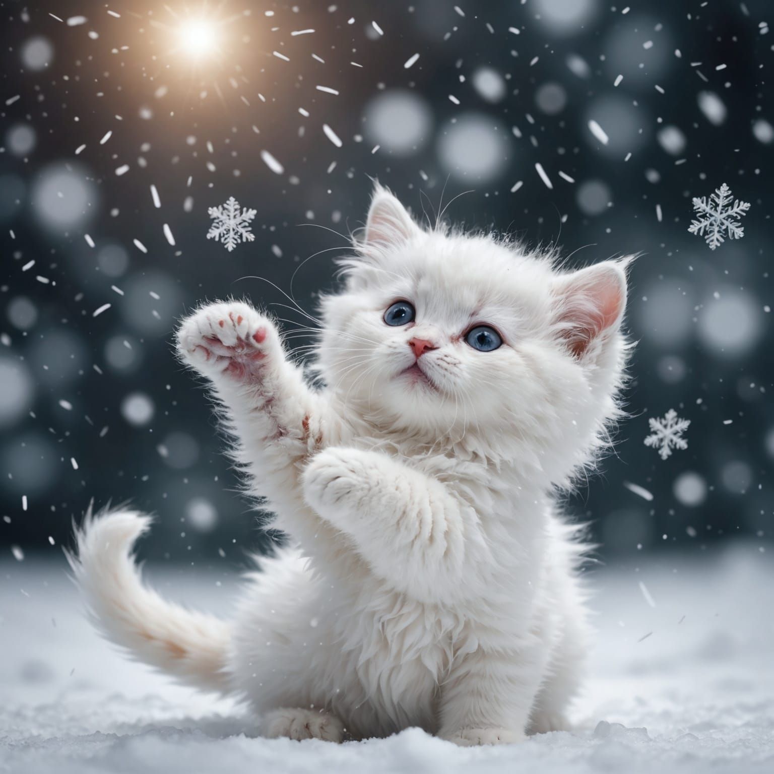 Kitten's Blizzard: A Fluffy Feline's Snowy Encounter