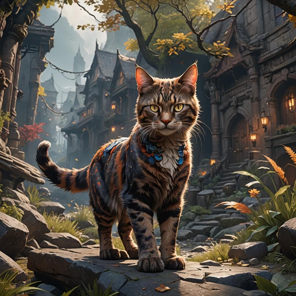 Detailed Warrior Cat in Fantasy Concept Art