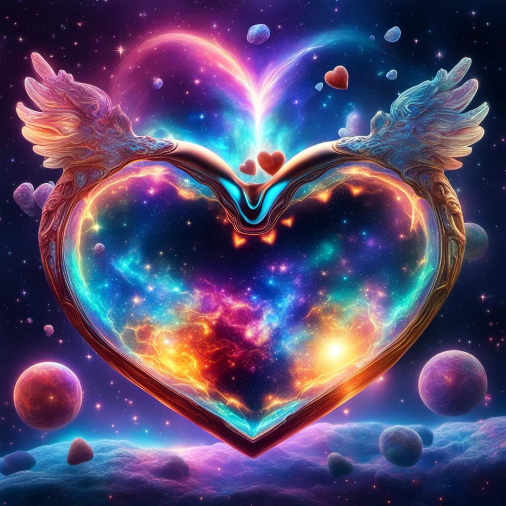 Hyperrealistic Cosmic Love Heart by Amaringo