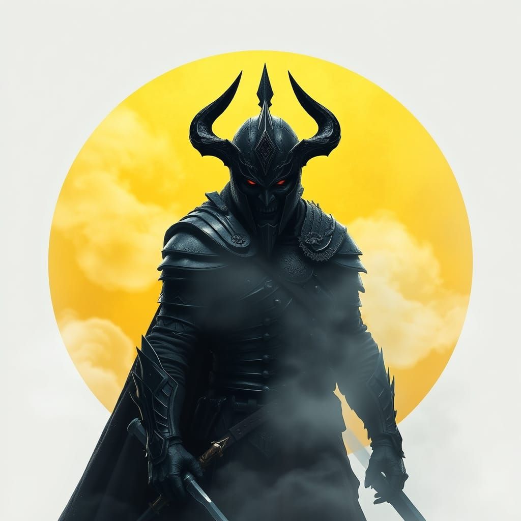 Smoke and fog filter of a menacing fearless warrior of gothi...