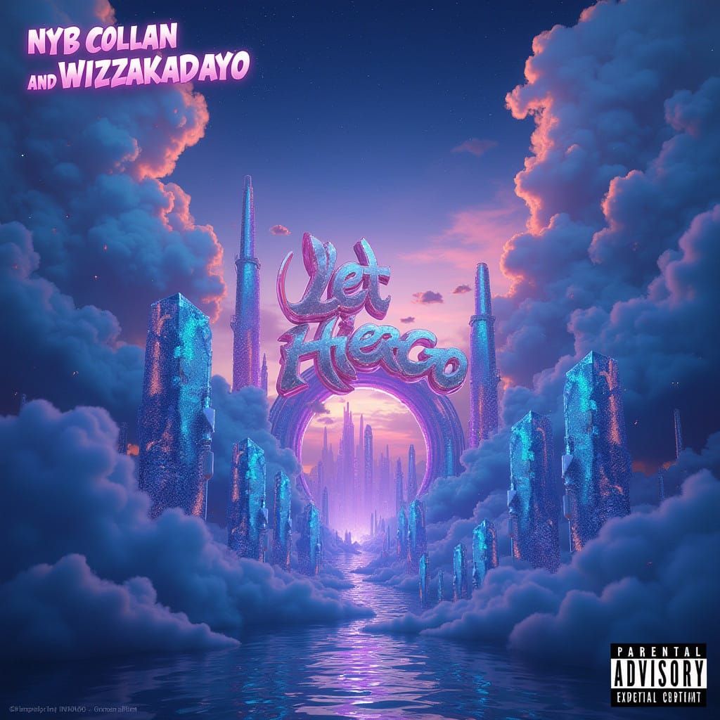 Glowing Fantasy Music Cover in Vibrant Cyberpunk Style