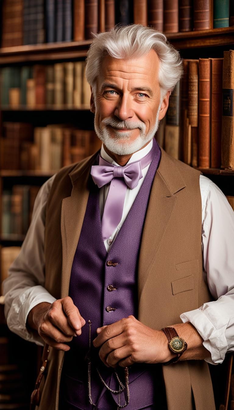 Cozy Antiquarian Bookshop Owner Portrait