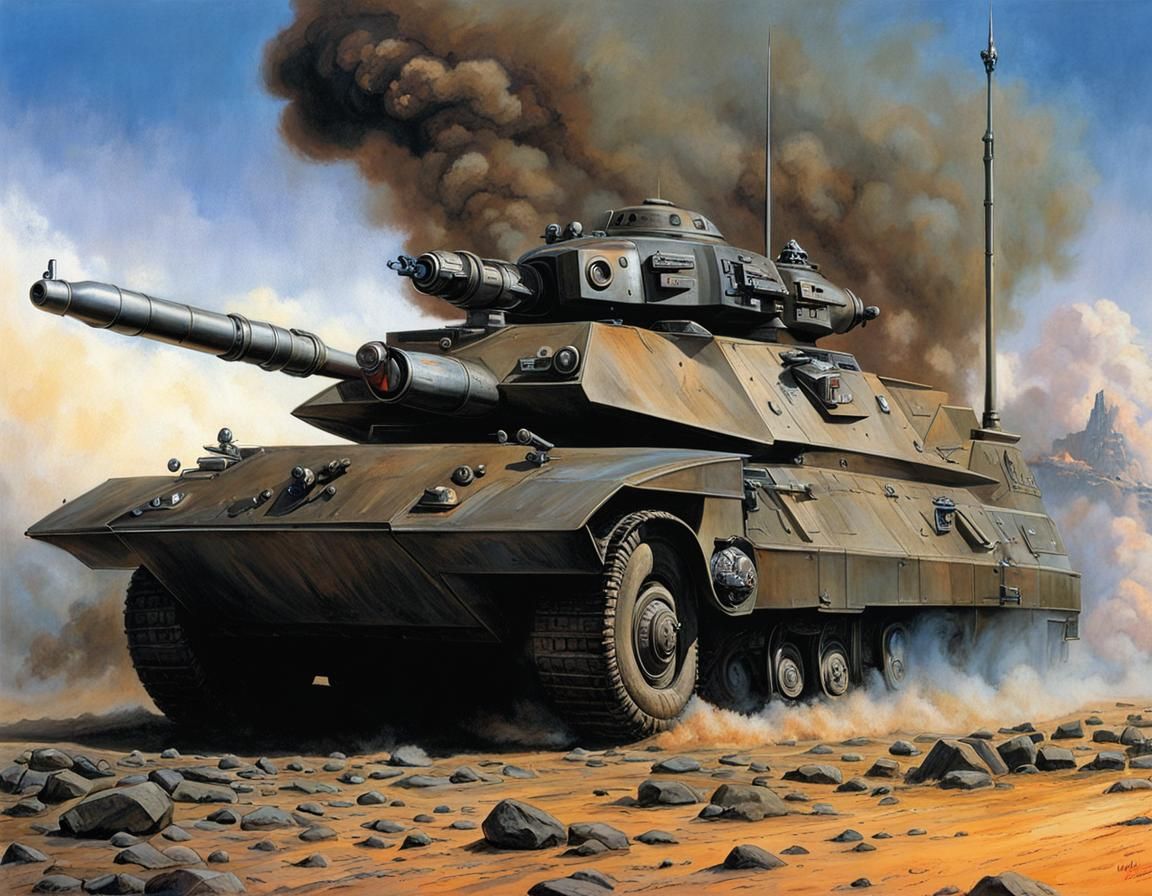 Armored Transport on Battlefield: Sci-Fi Illustration