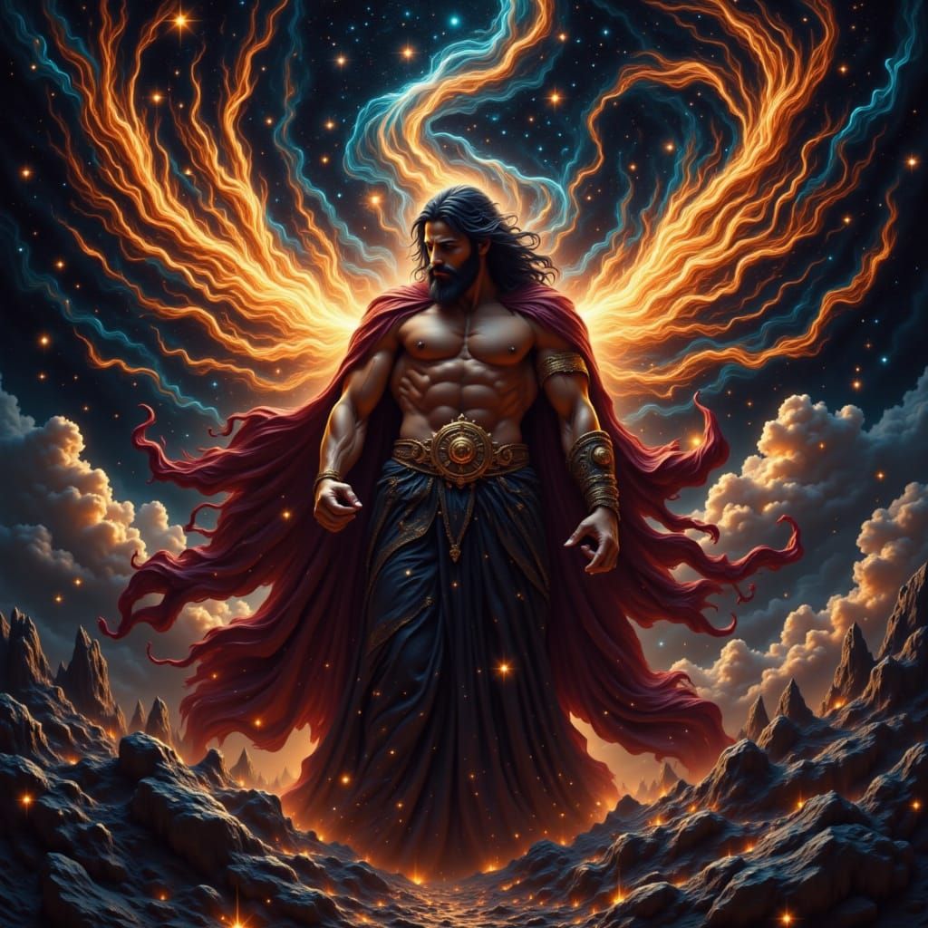 Greek God of Paternal Love and Intense Passion in a Dreamlik...